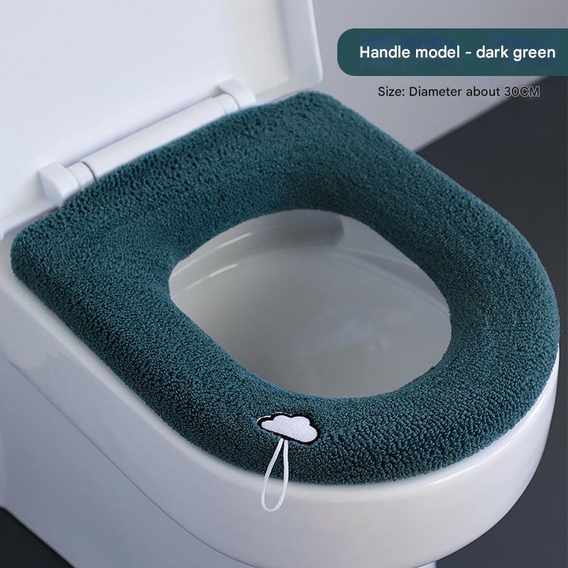 Comfortable dark green toilet seat cover